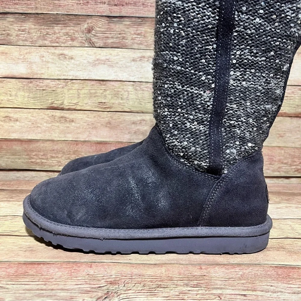 Ugg Grey Whipstitch Trim Boots